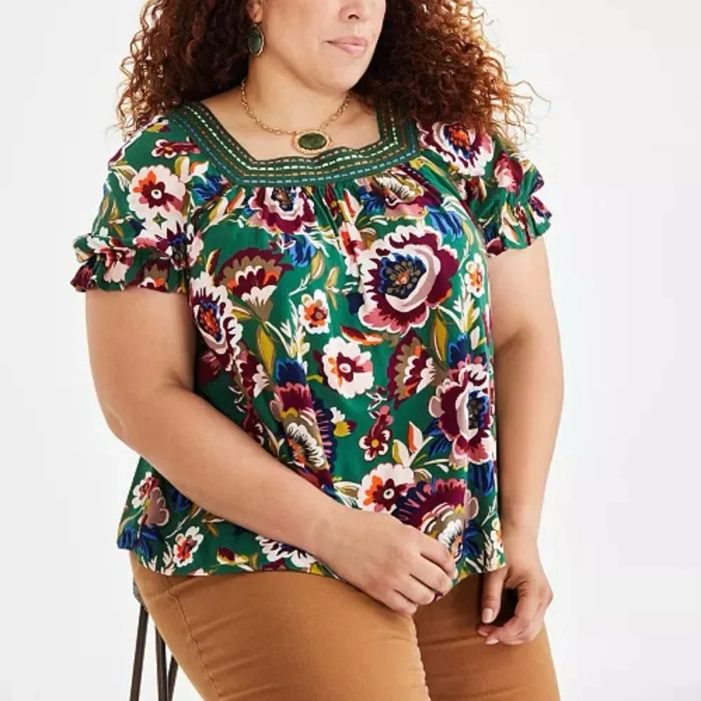 Style & Co for Macy’s Plus-Size Crochet-Trimmed Top in Bloom Green. NWT Perfect - Picture 2 of 16